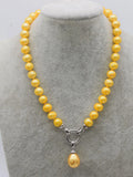 Freshwater Pearl Yellow 10-11mm Necklace 18 Inch Round Beads
