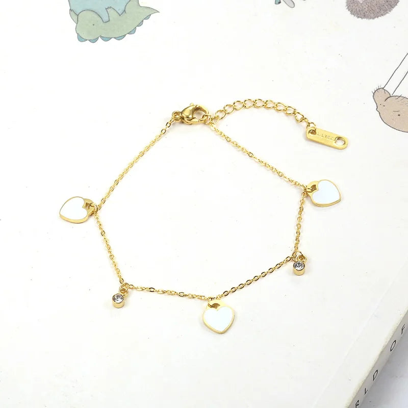 Heart Charm Bracelet Women Stainless Steel Jewelry