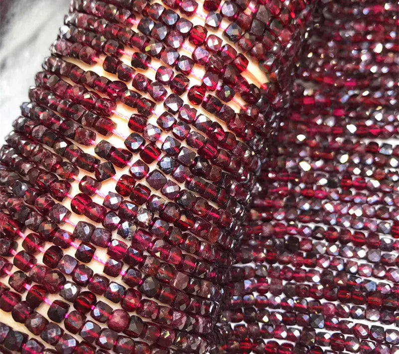 Garnet Red Square Faceted 4-5mm Loose Beads for DIY Jewelry Making