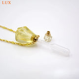 Gemstone Perfume Bottle Necklace with Quartz, Amazonite, Amethyst
