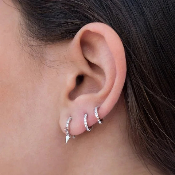 925 Silver Mini Circle Huggie CZ Earring