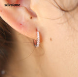 925 Silver Mini Circle Huggie CZ Earring
