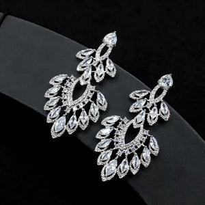 Zircon Dinner Jewelry Geometric Fringed Scallop Earrings