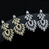 Zircon Dinner Jewelry Geometric Fringed Scallop Earrings