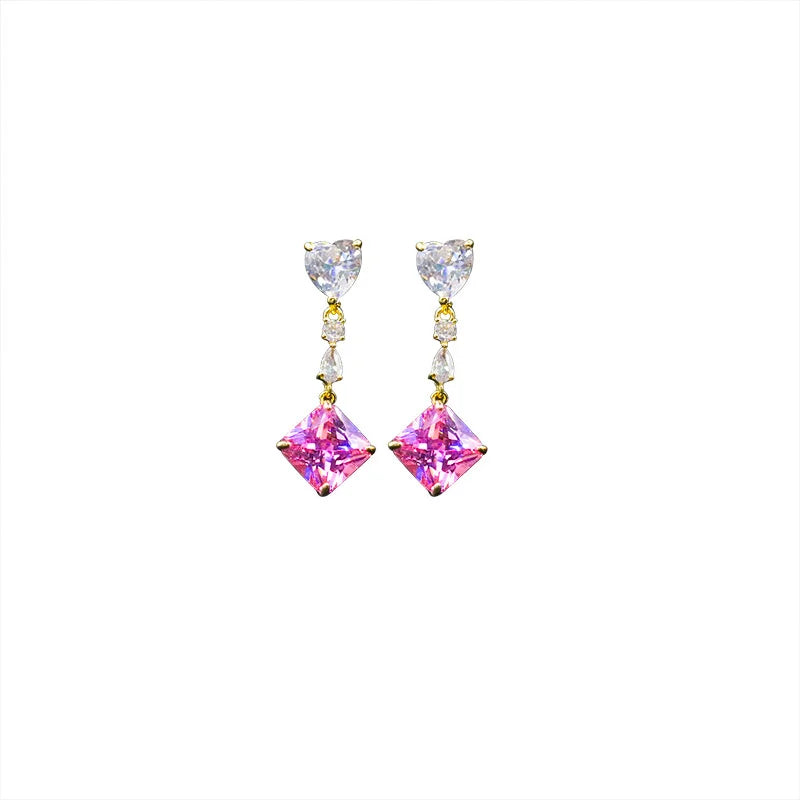 925 Silver Needle Tassel Earrings with Colorful Zircon