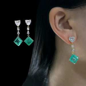 925 Silver Needle Tassel Earrings with Colorful Zircon