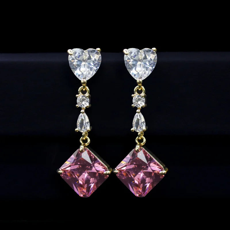 925 Silver Needle Tassel Earrings with Colorful Zircon