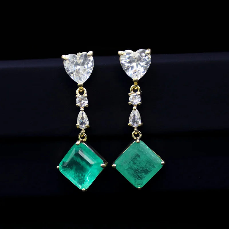 925 Silver Needle Tassel Earrings with Colorful Zircon