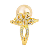 Copper Plated Shell Bead Bowknot Geometric Diamond Women's Ring