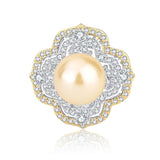 Shell Bead Diamond Ring Light Separation Inlaid