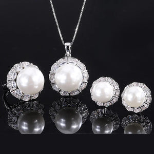 Elegant Beizhu Diamond Ring Pendant Ear Stud Set