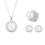 Elegant Beizhu Diamond Ring Pendant Ear Stud Set