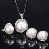 Rose Geometric Diamond Shell Beads Ring Pendant