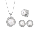 Rose Geometric Diamond Shell Beads Ring Pendant