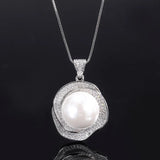 Rose Geometric Diamond Shell Beads Ring Pendant