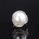 Rose Geometric Diamond Shell Beads Ring Pendant