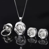 Rose Geometric Diamond Shell Beads Ring Pendant