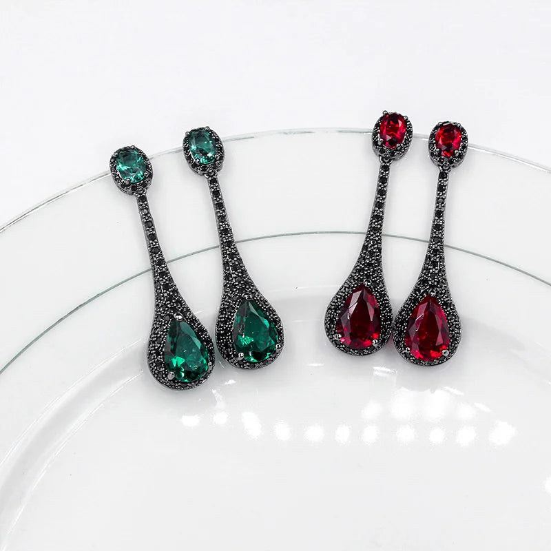 925 Silver Zircon Water Drop Earrings