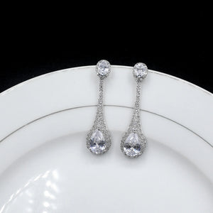 925 Silver Zircon Water Drop Earrings