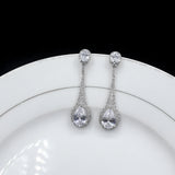 925 Silver Zircon Water Drop Earrings