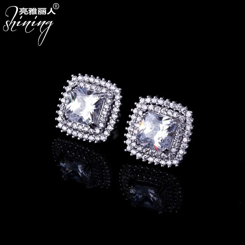 Real Jewels Zircon Gold-Plated Earrings