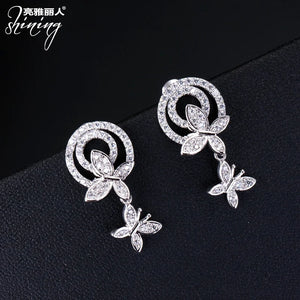 Bow Tassel Zircon Earrings Bridal Jewelry Earrings