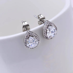 Elegant Japanese Korean Water Drop Zircon Earrings