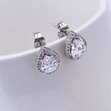 Elegant Japanese Korean Water Drop Zircon Earrings