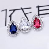 Elegant Japanese Korean Water Drop Zircon Earrings