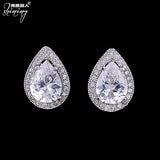 Elegant Japanese Korean Water Drop Zircon Earrings