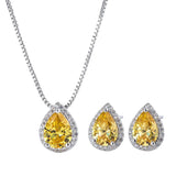 Caibao Yellow Diamond Drop Earrings Pendant Set