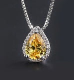 Caibao Yellow Diamond Drop Earrings Pendant Set