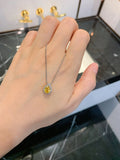 Caibao Yellow Diamond Drop Earrings Pendant Set