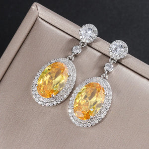 Caibao Yellow Diamond Dan Shaped Earrings