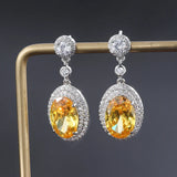 Caibao Yellow Diamond Dan Shaped Earrings