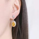 Caibao Yellow Diamond Dan Shaped Earrings