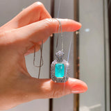 Colorful Treasure Necklace Set Rectangular Ring Pendant