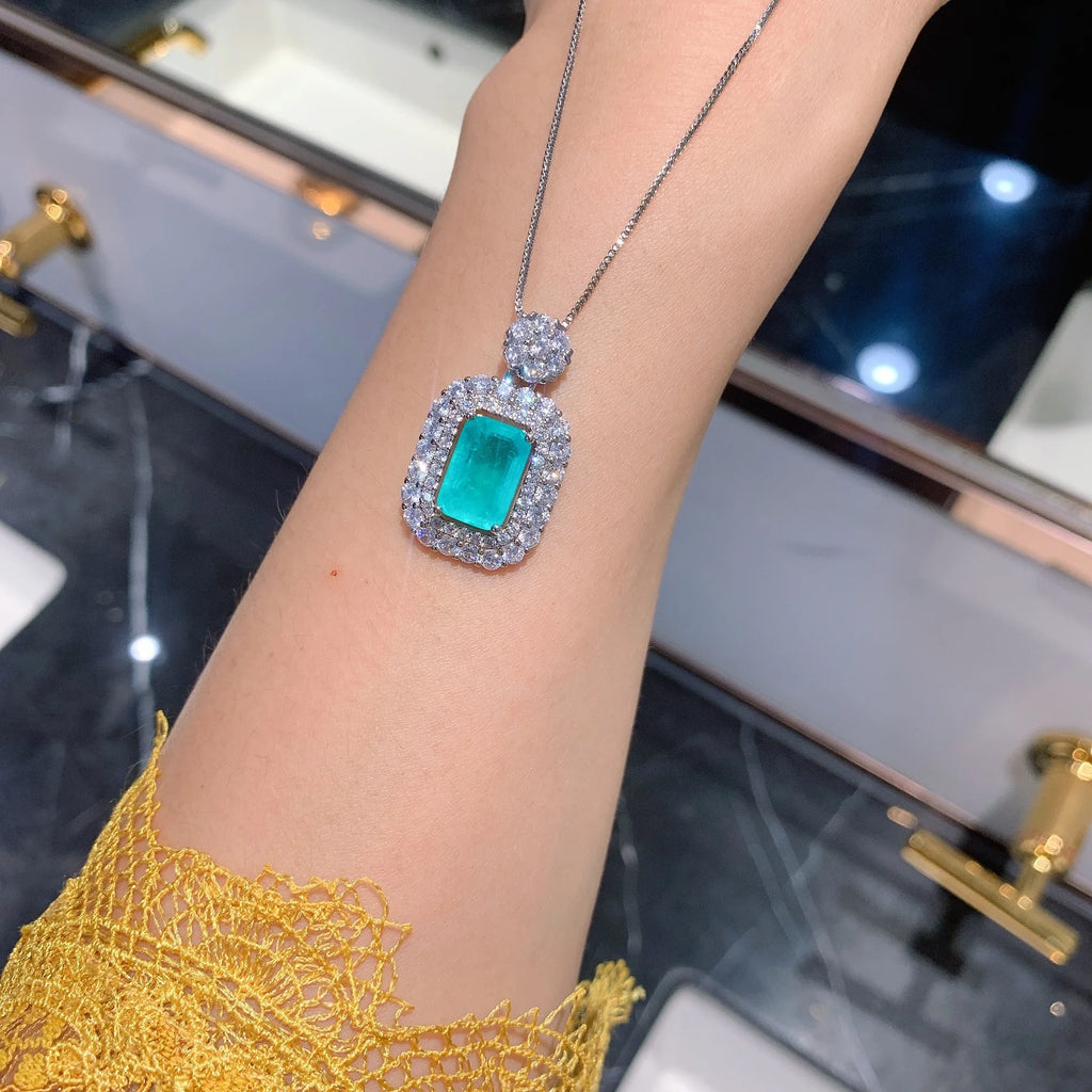 Colorful Treasure Necklace Set Rectangular Ring Pendant