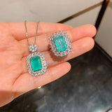 Colorful Treasure Necklace Set Rectangular Ring Pendant
