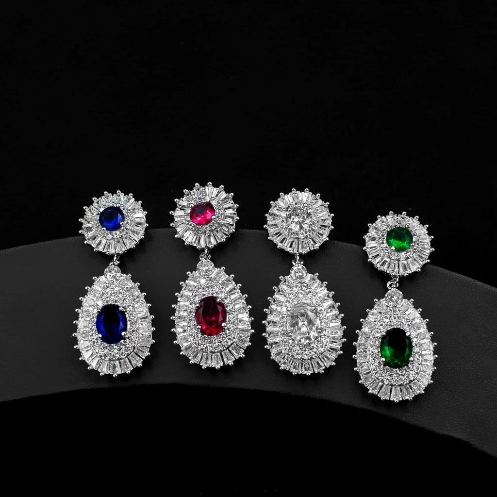 Colorful Zircon Tassel Earrings for Bride Wedding Party