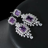 Copper Zircon Fringed Diamond Earrings 925 Wedding Party Accessories