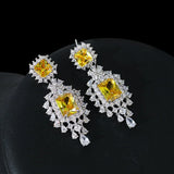 Copper Zircon Fringed Diamond Earrings 925 Wedding Party Accessories