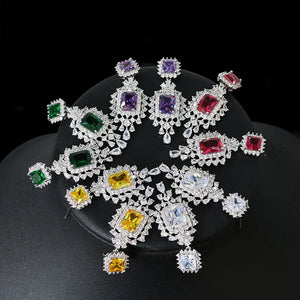 Copper Zircon Fringed Diamond Earrings 925 Wedding Party Accessories