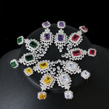 Copper Zircon Fringed Diamond Earrings 925 Wedding Party Accessories