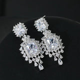 Copper Zircon Fringed Diamond Earrings 925 Wedding Party Accessories