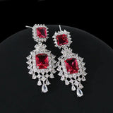 Copper Zircon Fringed Diamond Earrings 925 Wedding Party Accessories