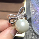 Copper Bottom Gilded Beizhu Bow Diamond Set for Women 14mm