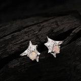S925 Sterling Silver Irregular Texture Broken Star Female Opal Necklace