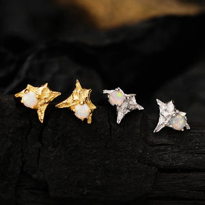 S925 Sterling Silver Irregular Texture Broken Star Female Opal Necklace