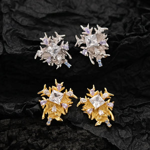 Snowflake Temperament S925 Sterling Silver Zircon Earrings